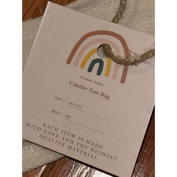 Howl’s Moving Castle Up Town Folks Calcifer Canvas Tote Bag 14x13 Inch - Picture 6 of 7